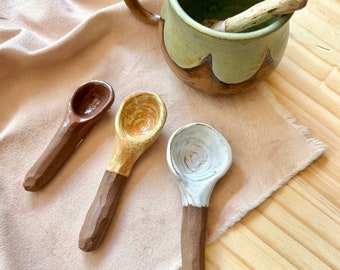 Ceramic Spoons ~ Varied Colors and Sizes ~ for Spices and Tasting ~ Handmade Cutlery ~ Pottery by Blookat