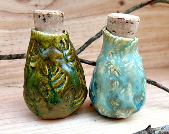 Mini Apothecary Jars ~ with Cork  ~ for Tea Spices and Ingredients ~ Handmade Ceramic ~ Storage Container ~ Kitchenware ~ Pottery by Blookat