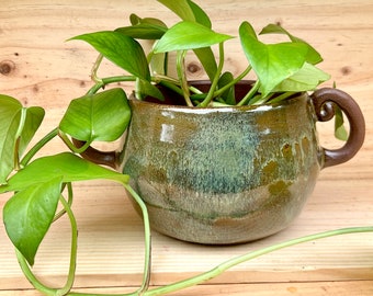 Hobbiton Planter ~ with Handles and Drainage Hole ~ Handmade Ceramic ~ Plants Succulent ~ Indoor Outdoor ~ Pottery by Blookat