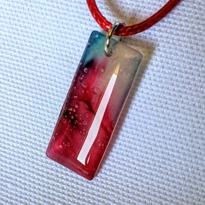 Rectangle Alcohol Ink Pendant in Antique Brass