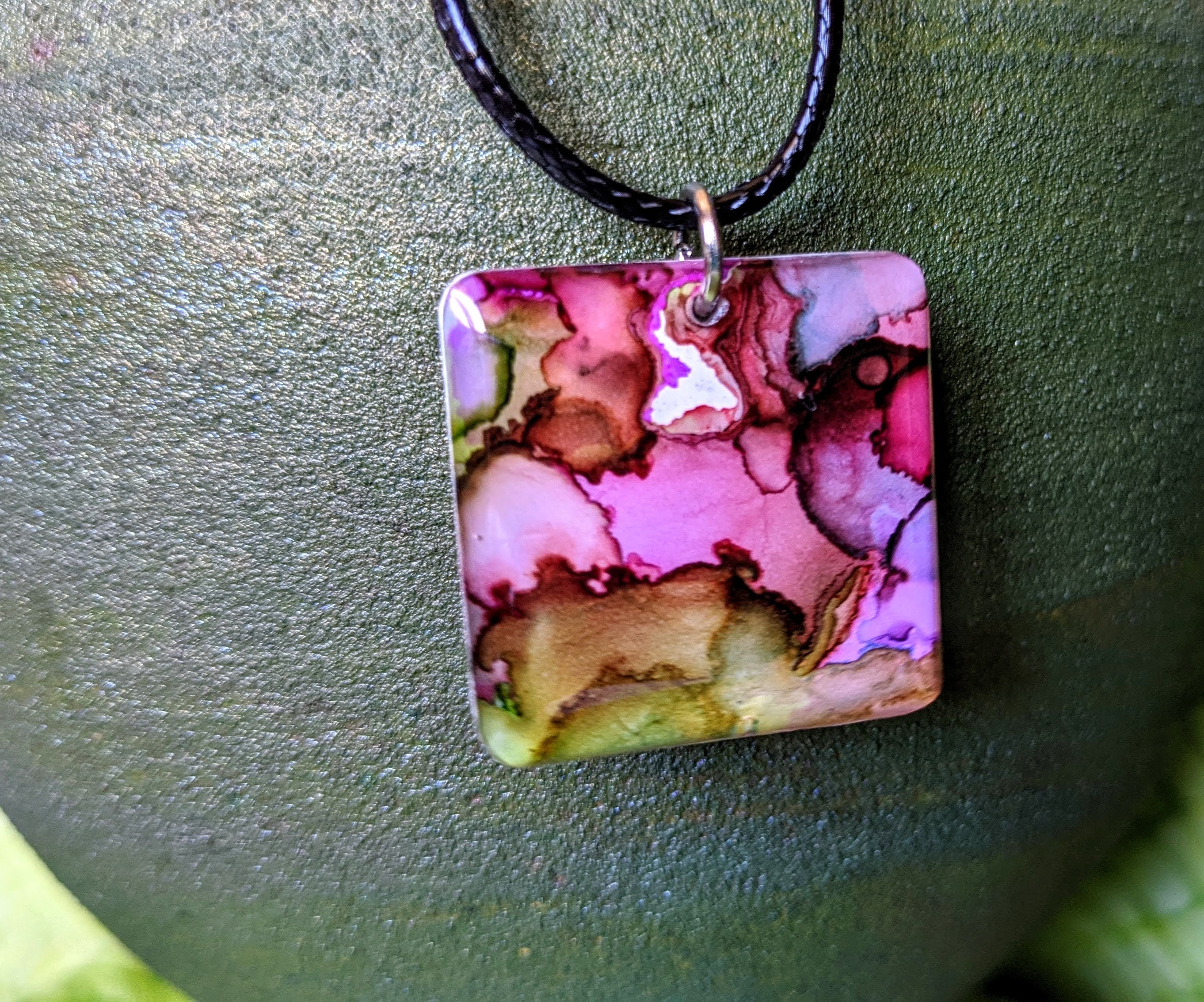 Alcohol ink pendant | Etsy