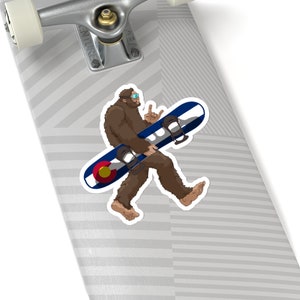 Colorado Flag Snowboarding Bigfoot for Snowboarders Kiss-Cut Stickers