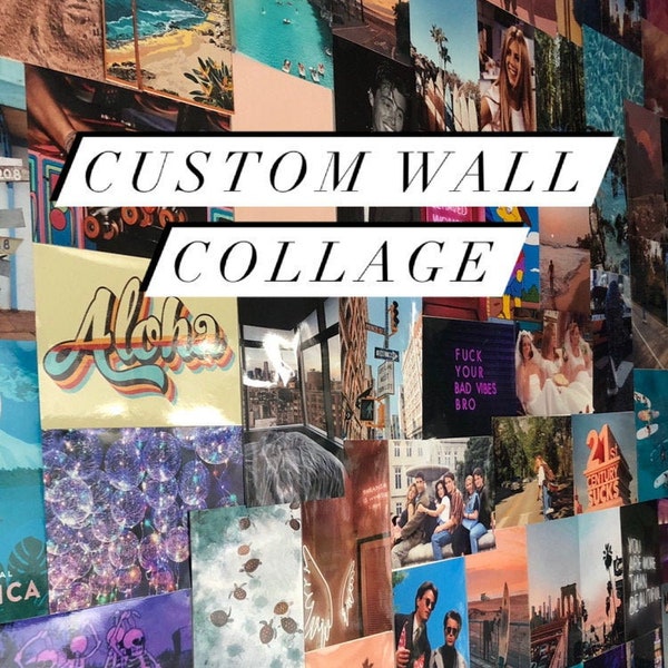 ¡Collage de pared personalizado estético, paquete de 50-100 fotos! Tú eliges el tema, los colores y puedes incluir fotos propias :)