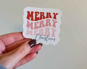 Pegatina de Feliz Navidad, pegatina para computadora portátil, calcomanía, pegatina navideña, ideas de regalos de Navidad, regalos navideños, rellenos de medias