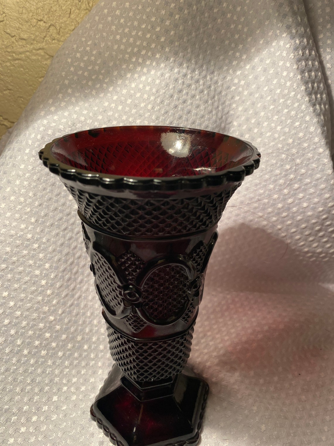 Red Avon Glass Vase Etsy