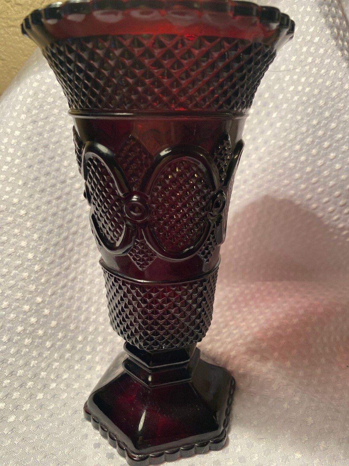 Red Avon Glass Vase Etsy