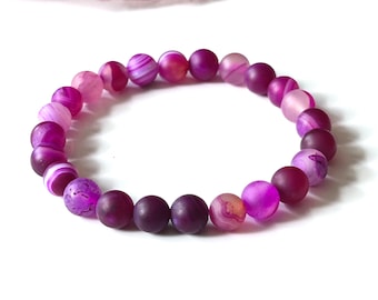 Magenta Hot Pink Bracelet,  Bright Pink Beaded Bracelet, Fuchsia Hombre Bracelet, Balancing And Calming Jewelry