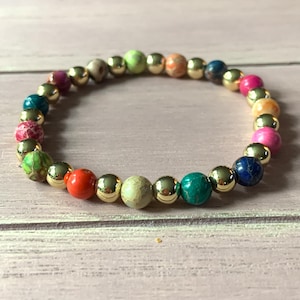 Rainbow Sea Sediment Bracelet: Colorful Beaded Bracelet For Good Vibes Bracelet  For Happiness,
