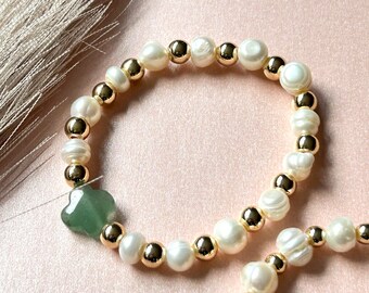 Shamrock Bracelet, Pearl Beaded Bracelets, Luck of The Irish Jewelry