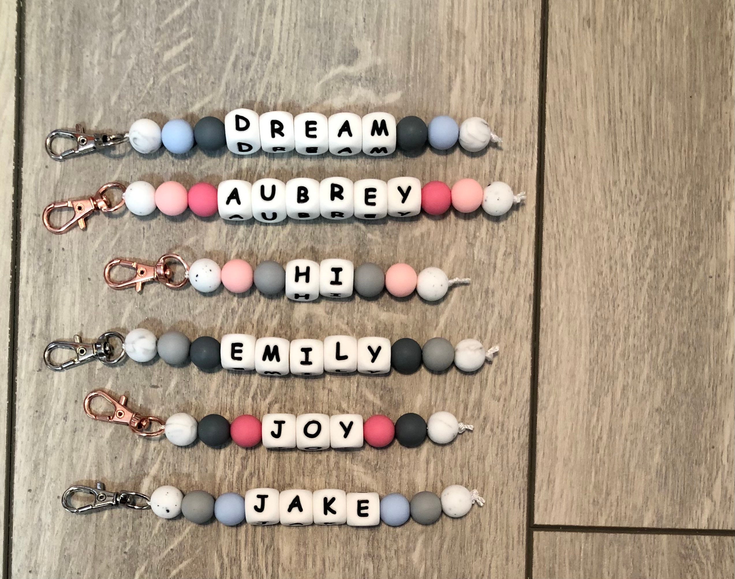 Silicone Beaded Name Tag Customizable Beaded Keychain Etsy