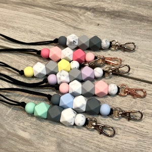 Beaded Lanyard, Teacher Lanyard, Silicone Bead Lanyard, Beaded Badge Holder, Teacher Beaded Lanyard, ID Badge Lanyard, Fashion Lanyard