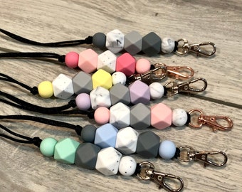 Beaded Lanyard, Teacher Lanyard, Silicone Bead Lanyard, Beaded Badge Holder, Teacher Beaded Lanyard, ID Badge Lanyard, Fashion Lanyard