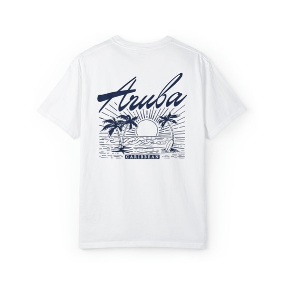 T-shirt Homme Aruba Blanc Motif Caribbean Dream - Taille XL, état Très Bon