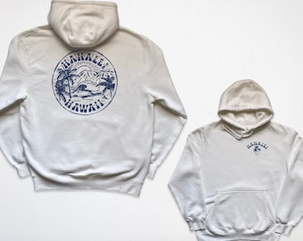 Hanalei Hawaii Pullover Hooded Sweatshirt Front and Back Print