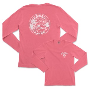 Hawaii Aloha Long Sleeve Shirt Front and Back Print