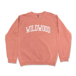 a sweatshirt with the word wildwood printed on it
