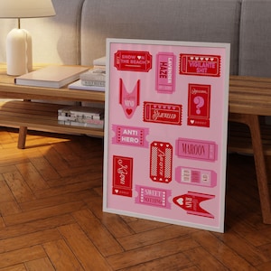 Taylor Midnights Pink Tickets Poster, Taylor Lyrics Wall Print, Digital Download, Trendy Printable Art, Downloadable Prints, Teen Room Decor