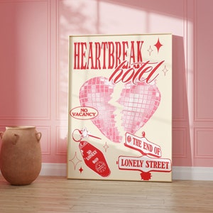 Heartbreak Hotel Quote Wall Print, Digital Download Print, Retro Wall Decor, Large Printable Art, Downloadable Prints