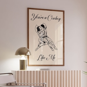 Cowboy Like Me Western Poster, Taylor Lyrics, Digital Download, Trendy Printable Art, Downloadable Prints, Retro Preppy, Aesthetic Wall Art