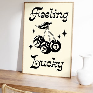 Feeling Lucky Pink 8 Ball Quote Wall Print, Digital Download Print ...