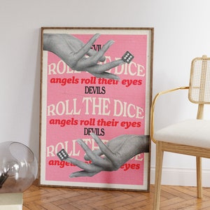 Devils Roll The Dice Quote Wall Print, Digital Download Print, Retro Wall Decor, Large Printable Art, Downloadable Prints
