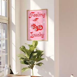 Feeling Lucky Pink 8 Ball Quote Wall Print, Digital Download Print ...