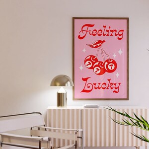 Feeling Lucky Pink 8 Ball Quote Wall Print, Digital Download Print ...