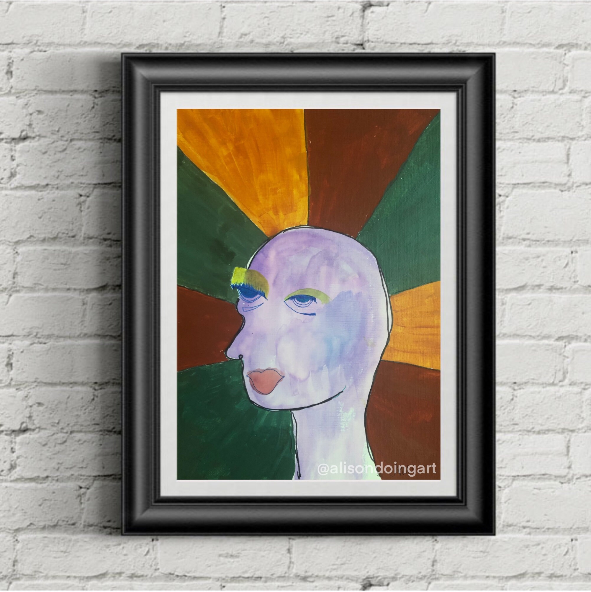 Abstract Face Art Print Watercolor Acrylic Portrait Art Abstract