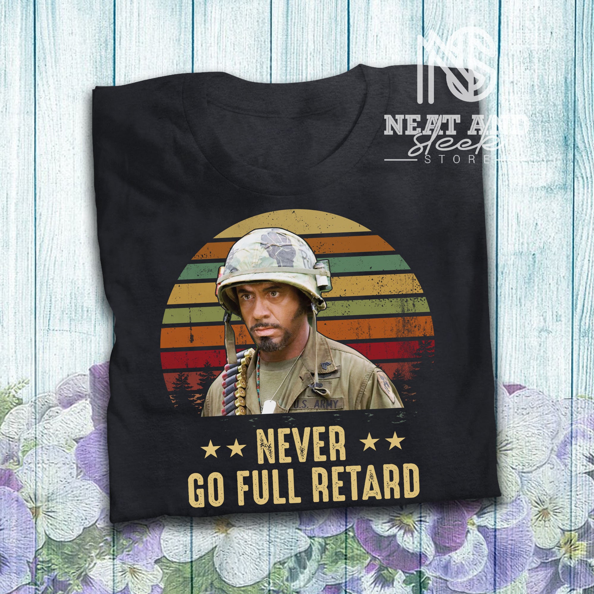 Never Go Full Retard Vintage T Shirt Tropic Thunder Inspired | Etsy