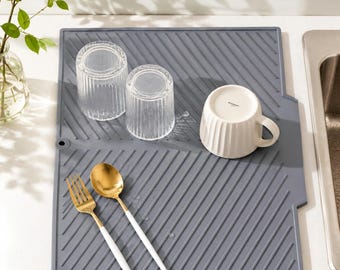 Large Silicone Sink Drying Mat, Dish Drip Pad for Counter, Kitchen Drainer 16.54x9.84 Inch