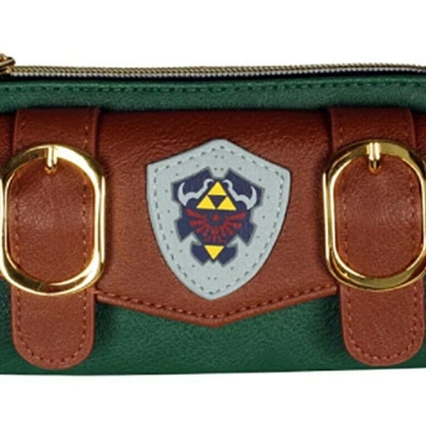 Zelda Hylian Shield Satchel Fold Top Zip Women's Hand Purse Clutch Wallet