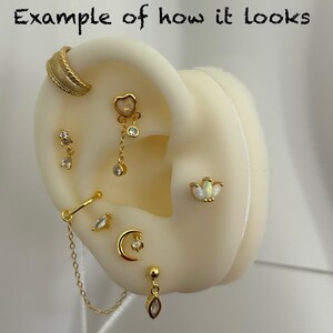 Gold Ear Cuff Chain Earring 925 Sterling Silver Dainty Double Chain Stud Earring Cartilage Cuff Earring Minimalist Gold Jewelry