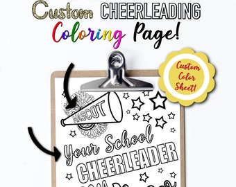 Custom cheerleading coloring page,team coloring cheer page,cheer crafts