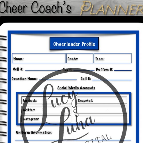 Cheerleading Coach Binder Printable Digital Planning Cheer - Etsy