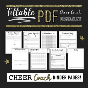 Cheerleading Coach Binder Fillable and  Printable, Digital Planning, Cheer Coach Planner