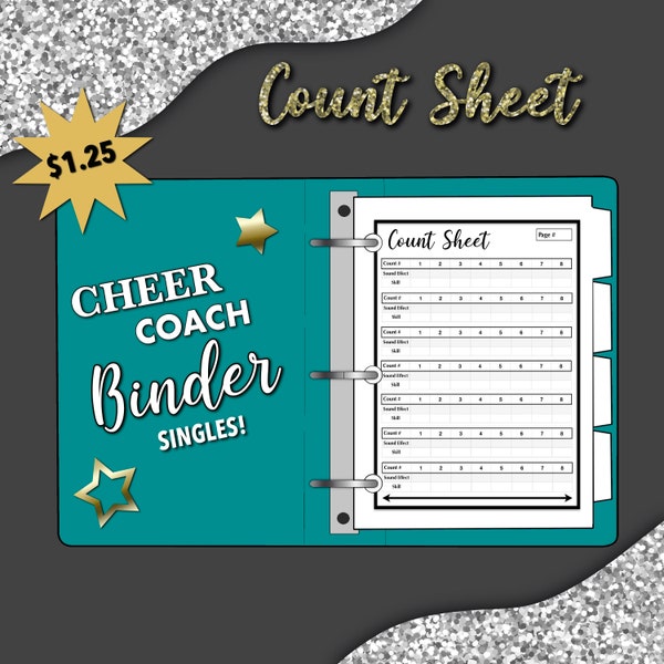 Count Sheet, Cheerleading Coach Binder Printable, Digital Planning, Cheer Coach Planner, Cheer Coach Planning