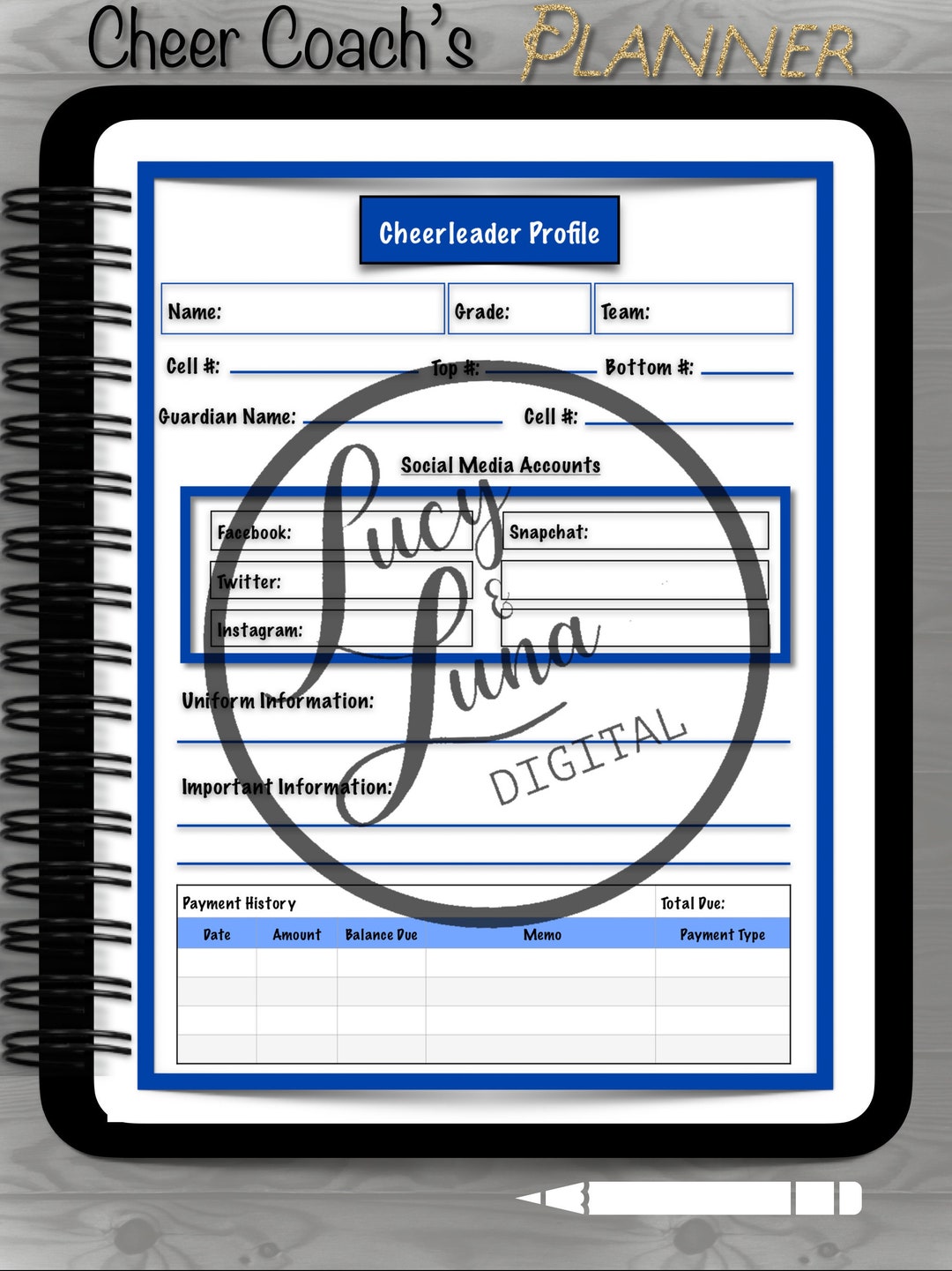 Cheer Coach Binder Digital and Printable - Etsy