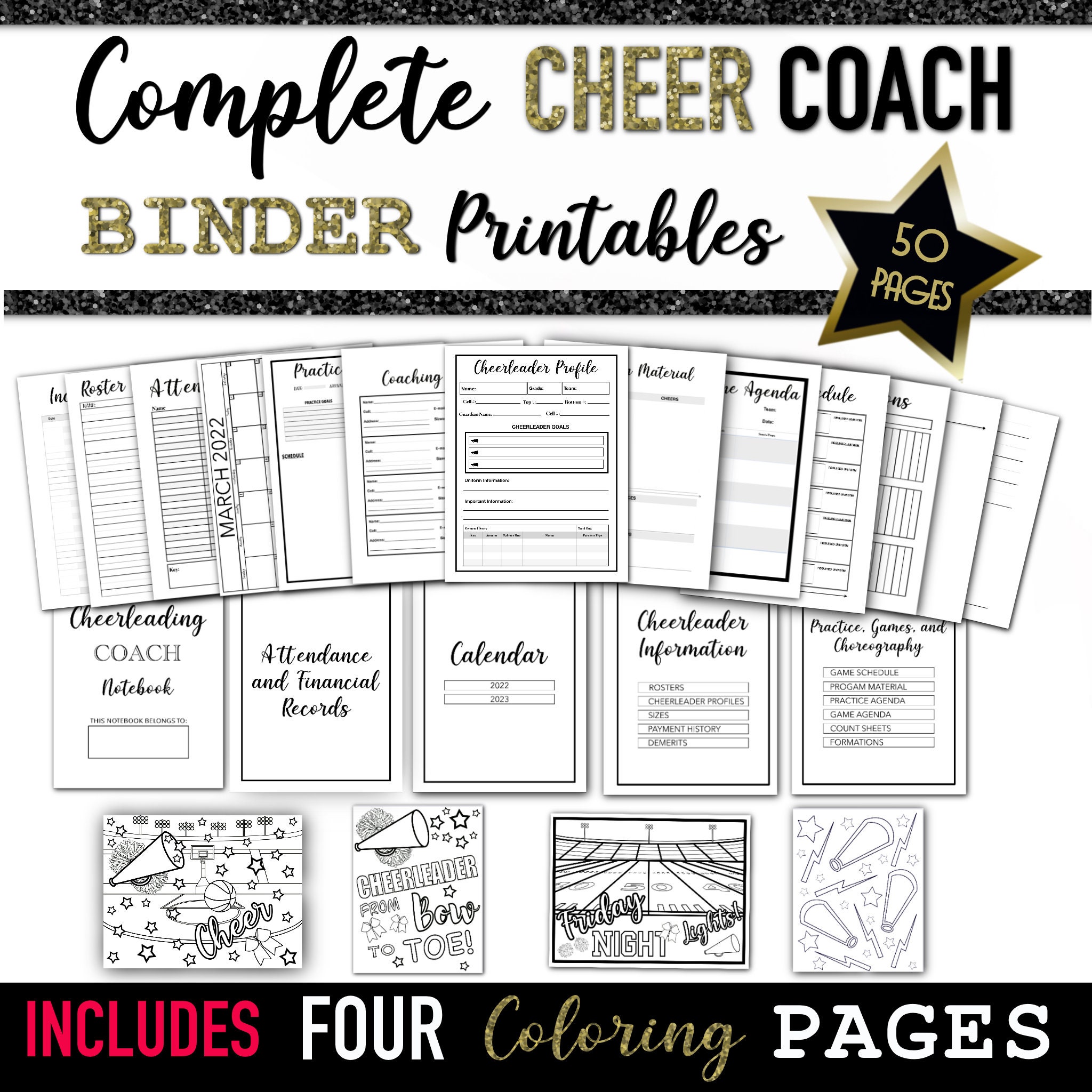 Complete Cheerleading Coach Binder Printable, Digital Planning, Cheer