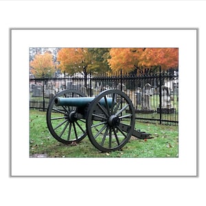 Gettysburg Cemetery Cannon View Photo | Civil War Battlefield Print | Historic Pennsylvania Wall Art | Matte or Framed Option