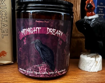 Midnight Dreary Soy Candle | The Raven Inspired | Edgar Allan Poe Gothic Literature Candle