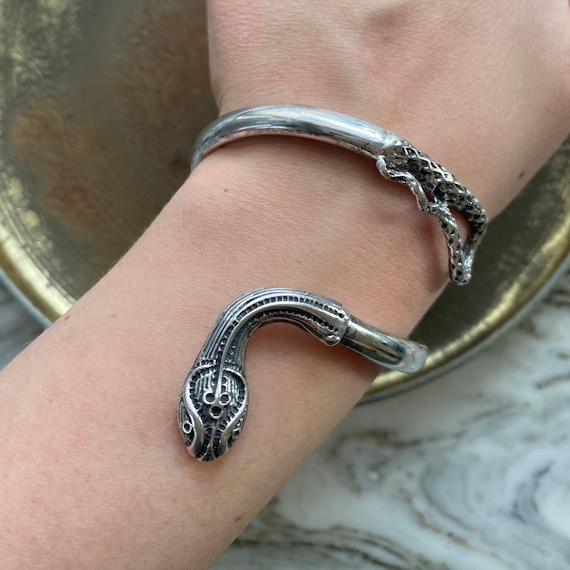 Vintage Sterling Silver Snake Bracelet - image 3