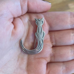 Vintage Sterling Silver 925 Made in Mexico Cat Kitty Brooch Pin
