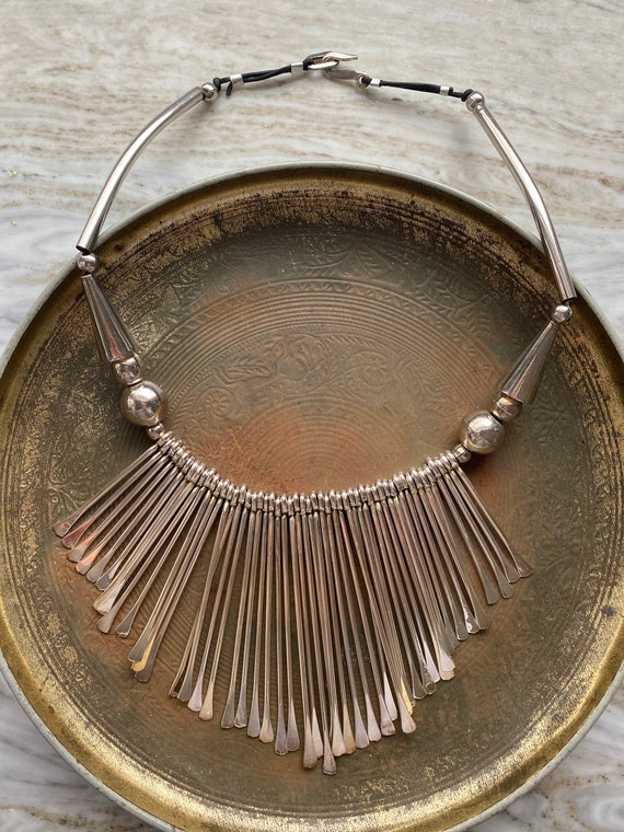 Vintage Sterling Silver Bib Necklace