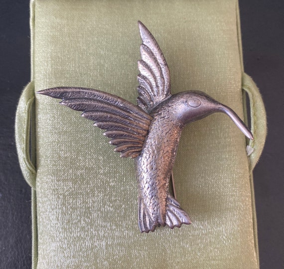 Vintage Sterling Silver Hummingbird Brooch Pin - image 4