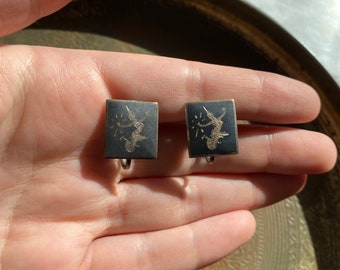 ZELDZAME vintage SIAM en sterlingzilver gesigneerde Genie Thai Dancer-oorbellen, Thaise sieraden