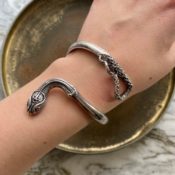 Vintage Sterling Silver Snake Bracelet - image 6