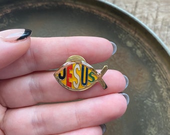 Spilla Ichthys Gesù Pesce smaltata vintage