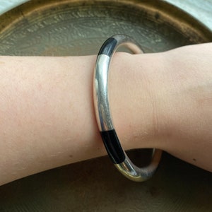 Vintage 925 Sterling Silver Made in Mexico Striped Bangle