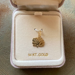 Vintage 14k Gold Jacmel Cat Kitty Charm Necklace with Original Box