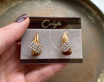 Broche Fleur Dorée à 5 Pétales Avec Strass – Marque Lbp, Vintage, Occasion Portée